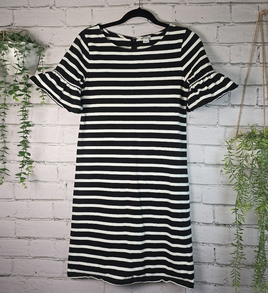 J. Crew Black and White Mini Dress with Crew Neck - Picture 2 of 8